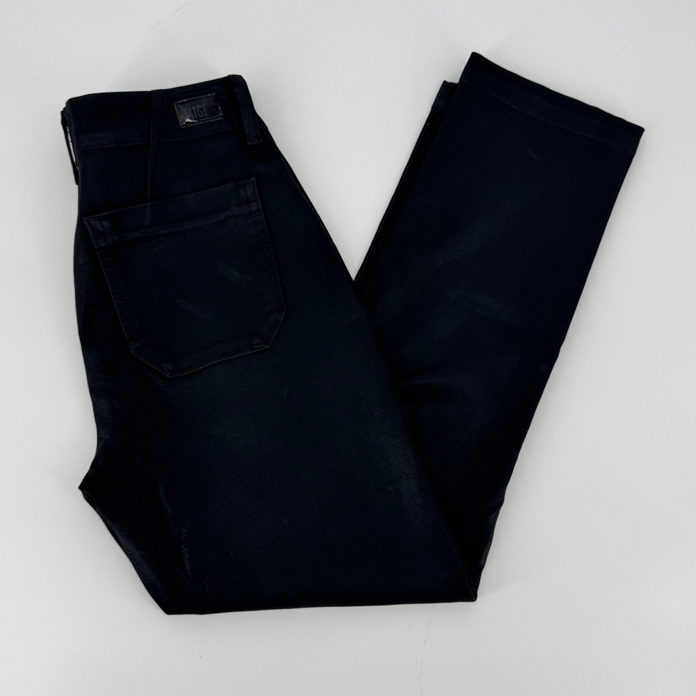 PAIGE Mayslie Black Straight Leg Jeans‎ Womens Size 29 High Rise Shine